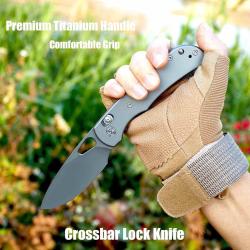 Couteau Miguron Moyarl Lame Drop Point Acier 14C28N Manche Titane Dark Gray Crossbar Lock MGR621ADG