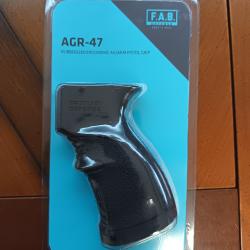 Poign&eacute;e Pistolet ergonomique caoutchout&eacute;e Fab-Defense AGR-47 pour AK et AKM - Noir