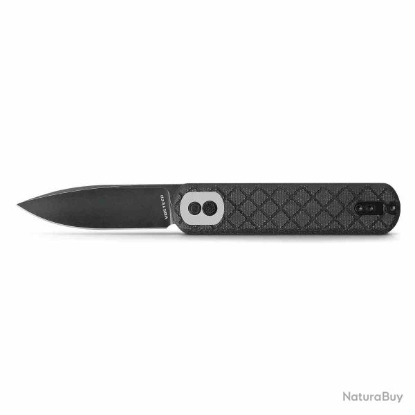 Couteau Vosteed Corgi Lame Drop Point Acier 14C28N Manche Micarta Noir Trek Lock VOSCGS05