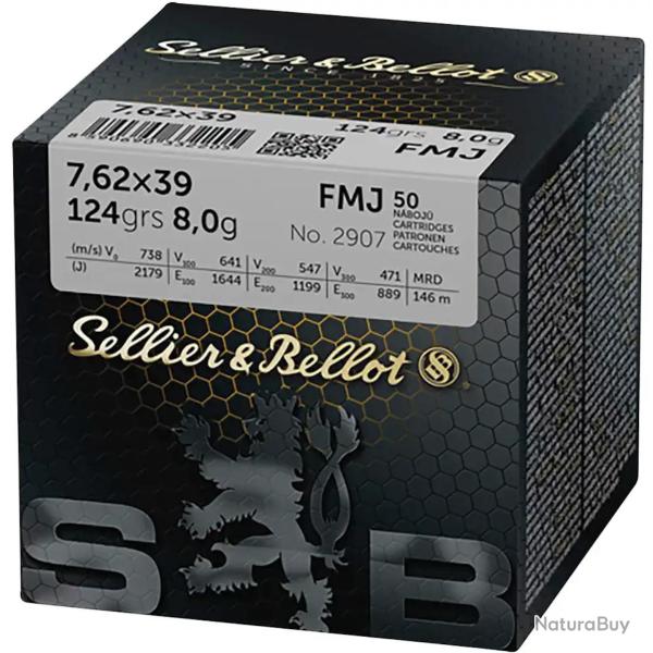 Munitions Sellier & Bellot 7,62x39 124gr FMJ * LES 250