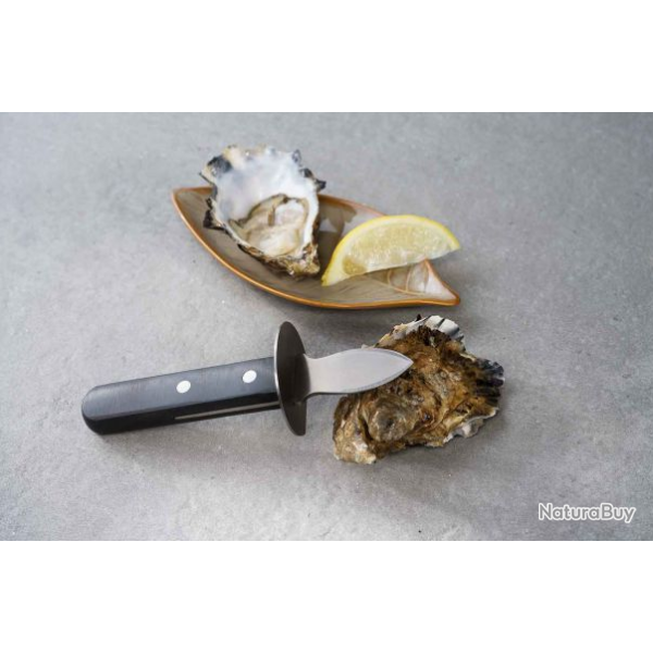 Cosy & Trendy - Couteau � Hu�tres en Acier Inoxydable - Manche Noir 5,5�cm
