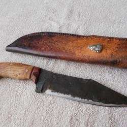 COUTEAU BOWIE ARTISANAL FORGE STYLE PRIMITIF OLD WEST /BUSHCRAFT/CHASSE/