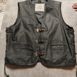 GILET JAQUETTE 100% CUIR DE BUFFLE - ( CUIR GRAS )