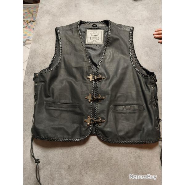 GILET JAQUETTE 100% CUIR DE BUFFLE - ( CUIR GRAS )