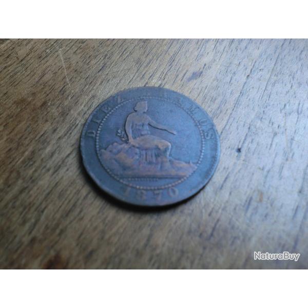 monnaie espagne 10 centimos  1870