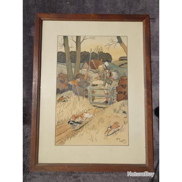 Belle gravure sur le th�me de la chasse de Harry Eliott.