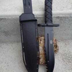Couteau Bayonette Couteau Bowie Survie Extraction Tactical Lame Acier 3Cr15 Manche Abs Etui Nylon
