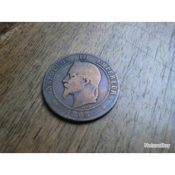 monnaie dix centimes napoleon III  1865 BB