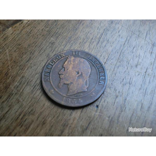 monnaie dix centimes napoleon III  1864 K