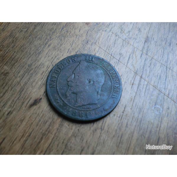 monnaie dix centimes napoleon III  1861 A