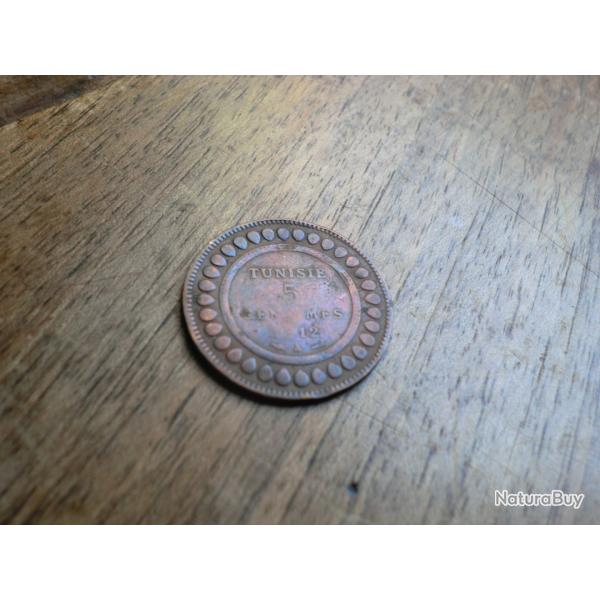 monnaie tunisie 5 centimes  1912 A