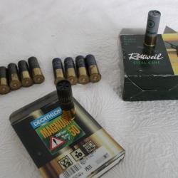 Lot cartouches fond d'armoire 12 magnum et autres