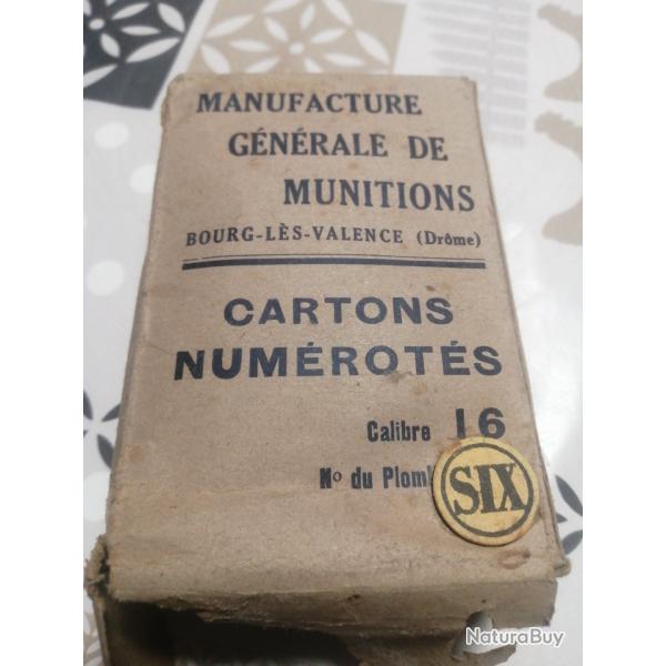 LOT 50 CARTONS DE FERMETURE NUM�RO SIX DE CALIBRE 16