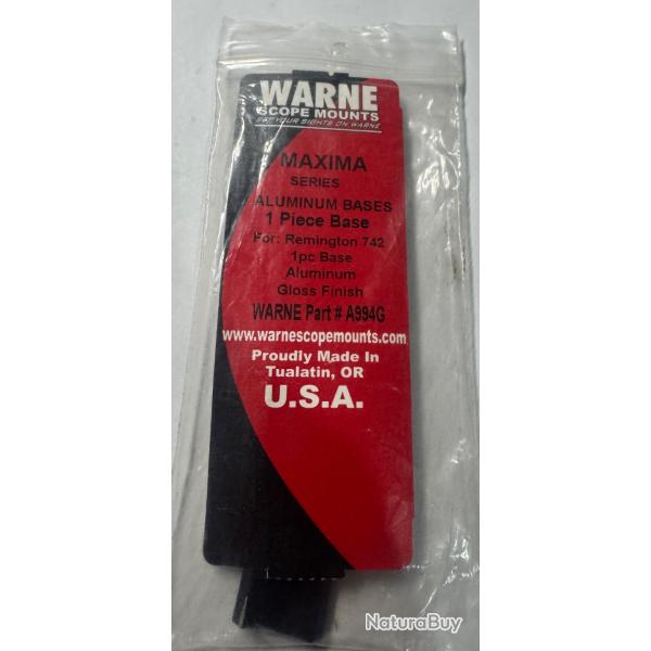 Monture de scope Warne MaximaSeries - Base 1 pi�ce Aluminium -Remington 742 - NEUVE