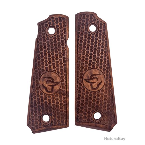 Plaquettes bois nid d'abeille pour Taurus PT1911 Logo Taurus MBT