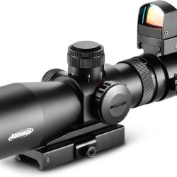 Lunette de Vis&eacute;e 3-9x42 avec Red Dot Sup&eacute;rieur Rouge/Vert - Combo Rail Picatinny 20-22 mm