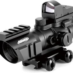 Lunette de Vis&eacute;e 4x32 avec Point Rouge/Vert - 5 Niveaux Triple Rail Montage Picatinny 20-22 mm