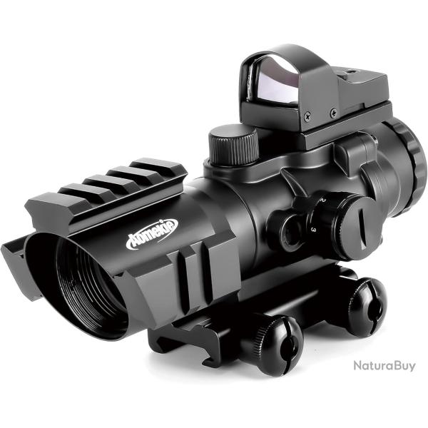 Lunette de Vis�e 4x32 avec Point Rouge/Vert - 5 Niveaux Triple Rail Montage Picatinny 20-22 mm