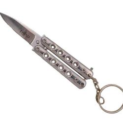 Porte-cl&eacute;s couteau papillon THIRD 5,5cm inox - Chrome