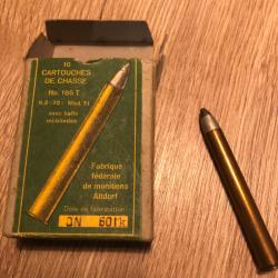 10 balles calibre 9,3x72+ mod. 31