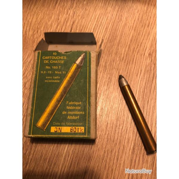 10 balles calibre 9,3x72+ mod. 31