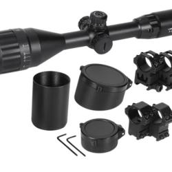 Lunette de Vis&eacute;e 3-9x50 Mil-Dot R4 Eclair&eacute;e Rouge Vert Bleu SFP - Airsoft Tir Sportif Carabine Noir