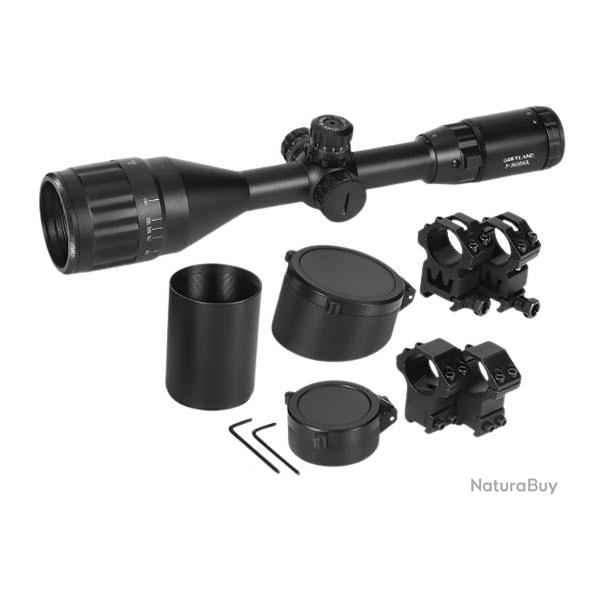 Lunette de Vis�e 3-9x50 Mil-Dot R4 Eclair�e Rouge Vert Bleu SFP - Airsoft Tir Sportif Carabine Noir