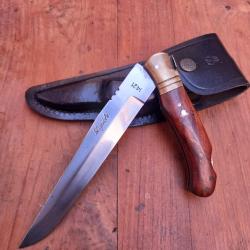 Solide Couteau de Chasse &agrave; la d estaing LAGUIOLE Manche en Bois avec &Eacute;tui en cuir