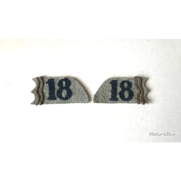 Ecusson - FR365907a Paire insigne de col 18� rgt infanterie
