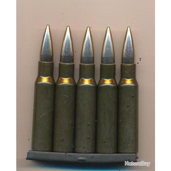 NEUTRA  Un beau Clip 7,62x51 NATO France Par ALM en 1978 Mle F1 a balle Mle 61 �tui acier laqu�