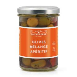 Olives m&eacute;lange ap&eacute;ritif - Pot de 200g (115g net &eacute;goutt&eacute;)