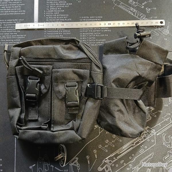 Sac banane en nylon porte gourde Noir