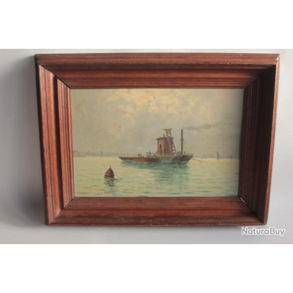 Tableau peinture Marine Bateau Remorqueur � vapeur XIXe si�cle