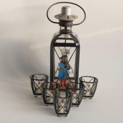 Service &agrave; liqueur verre &eacute;maill&eacute; Lanterne Autriche