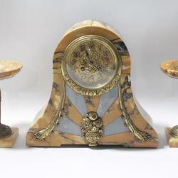 Garniture de chemin&eacute;e marbre Art D&eacute;co