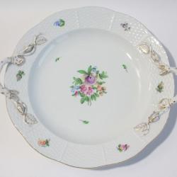 HEREND Plat avec anses porcelaine Fleurs