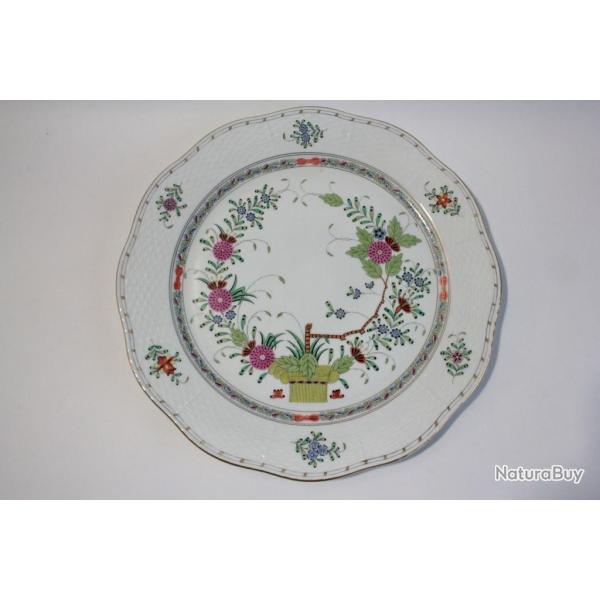 HEREND Plat rond 32,5 cm porcelaine Panier indien