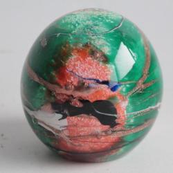 Presse papier sulfure verre d'art Papaye Mich&egrave;le LUZORO Biot