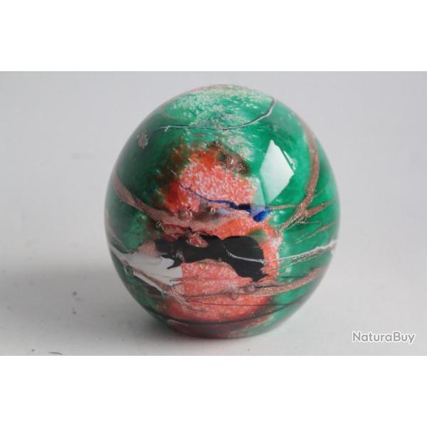 Presse papier sulfure verre d'art Papaye Mich�le LUZORO Biot