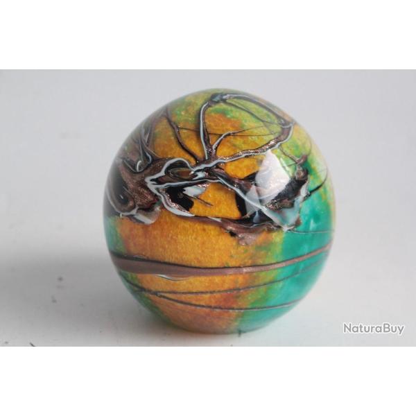Presse papier sulfure verre d'art Ananas Mich�le LUZORO Biot