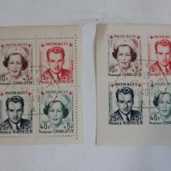Timbres Monaco bloc Rainier Charlotte N&deg; 334/337 1949 oblit&eacute;r&eacute;