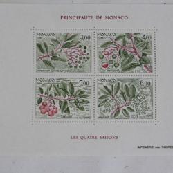 Timbres Monaco bloc les quatre saisons 1989 neufs