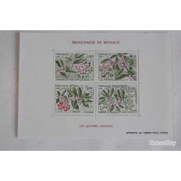 Timbres Monaco bloc les quatre saisons 1989 neufs