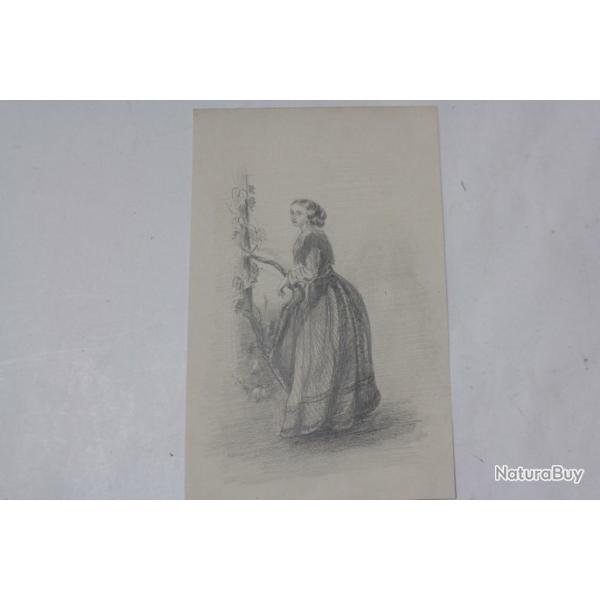 Dessin original Femme rurale XIXe si�cle