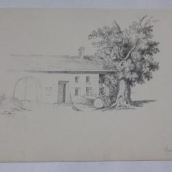 Dessin original Ferme Beauregard Suisse XIXe si&egrave;cle