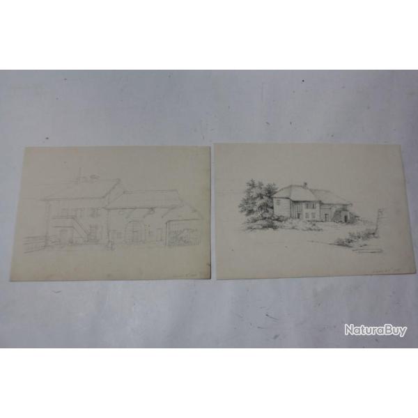 Dessins originaux Poinsins Vaud Suisse XIXe si�cle