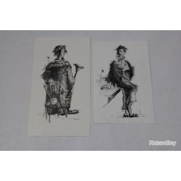 Dessins originaux � l'encre Personnages expressionniste XXe si�cle