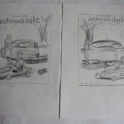 Dessins originaux Projet couverture revue L'ann&eacute;e automobile