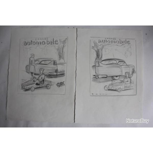 Dessins originaux Projet couverture revue L'ann�e automobile