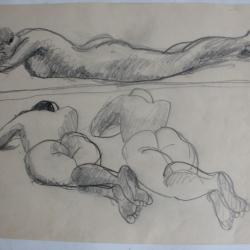 Dessin original &Eacute;tude de nus allong&eacute;s